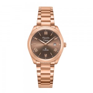 Alexandre Christie AC 8712 Rosegold Brown Dial Lady LDFRGBO